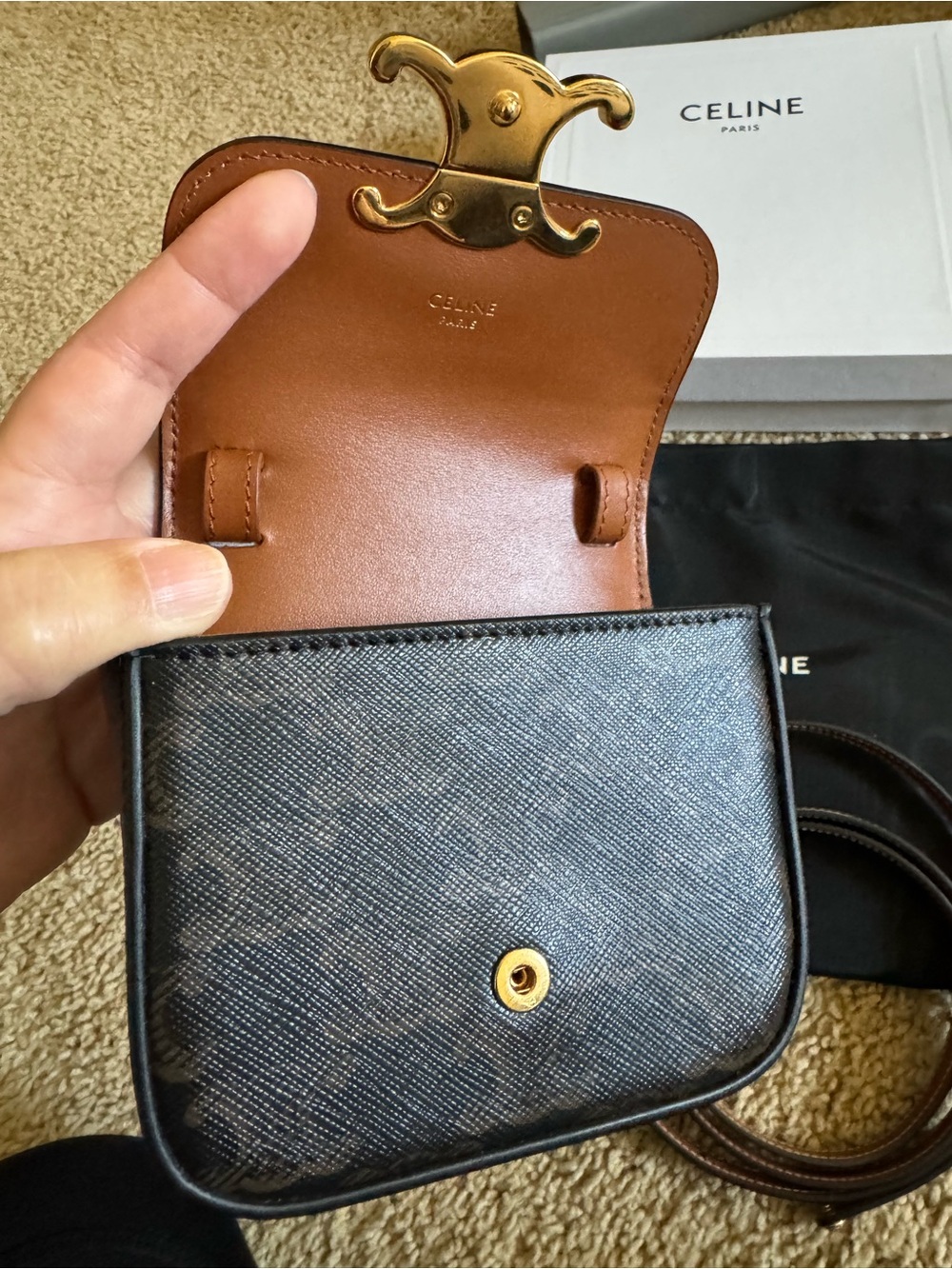 Authentic 💯 Celine Mini Triomphe Crossbody - Picture 6 of 11